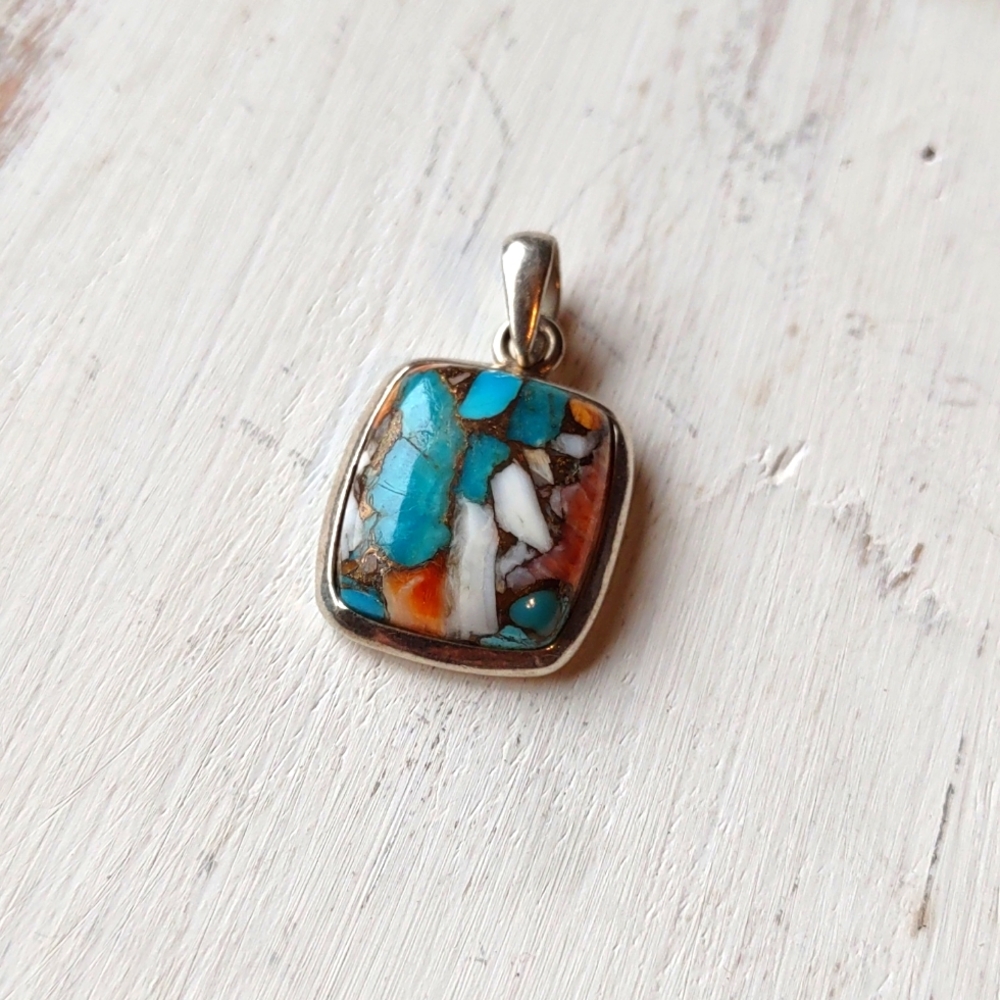 Turquoise and sterling silver pendant